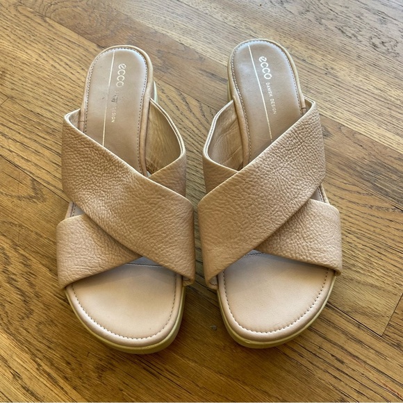 ECCO Touch Plateau Platform Criss Cross Slide Sandals Womens Sz 8 - Picture 2 of 11